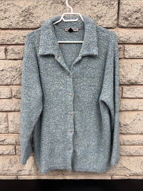 Cozy Blue Button-Up Women's Sweater Cardigan